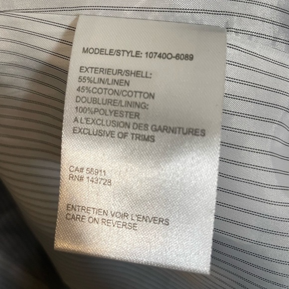 Tribal Linen/Cotton Blend 1 Button LinedBlazer Jacket Size 12 Gray Textured Look - Picture 5 of 11